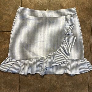 Blue and white stripped skirt